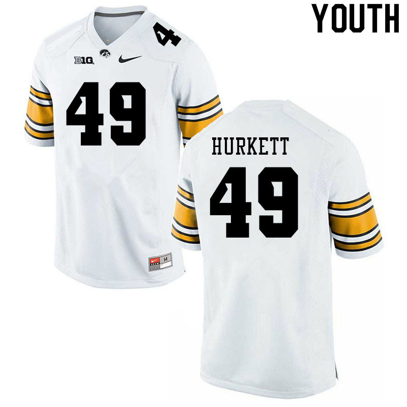 Youth #49 Ethan Hurkett Iowa Hawkeyes College Football Jerseys Sale-White